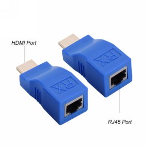 2pcs 1080P HDMI Extender to RJ45 Over Cat 5e/6 Network LAN Ethernet Adapter Blue